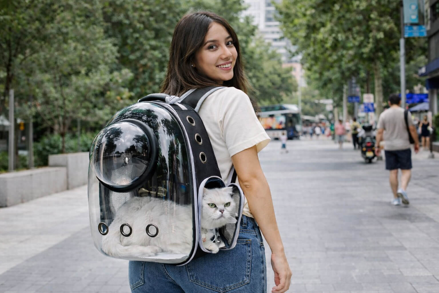 תיק נשיאה שקוף לחלל לחתולים ולכלבים קטנים